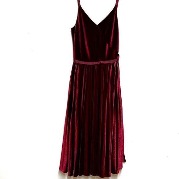 NWOT Ted Baker Khim Pleated Wine Velvet Coctail Dress Sz 0 US Sz 2 - Picture 4 of 8